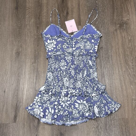 Hello Molly Dress Womens Small US 4 Floral Ruffle Smocked Party Mini NEW - Picture 10 of 14